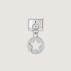 Silver Round Star Charm