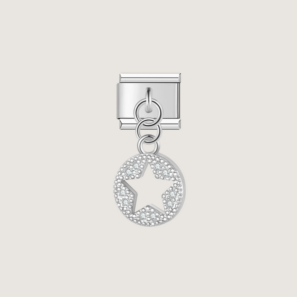 Silver Round Star Charm