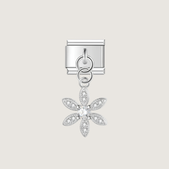 Charm Fleur Strass Argent