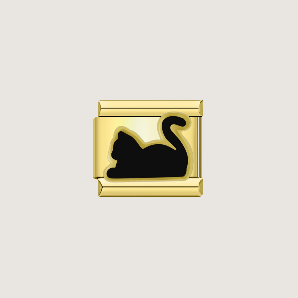 Black Cat Gold Charm